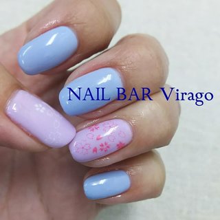 お客様ネイル #パステル のブルー＆パープルの単色に、#桜 の#スタンピングネイル 🌸
卒業入学の季節ですね
・
https://nailbarvirago.jimdo.com/
・
#nailbarvirago #大分市ネイルサロン #大分ネイルサロン #ネイル #ネイルケア #ハンドケア #シンプルネイル #大人ネイル #春ネイル #卒業式ネイル #パステルネイル #シニアネイル #お客様ネイル #大分市上宗方 #70代のお客様 も #40代ネイリスト #ジェルネイル #自爪を削らない #ノンサンデイング #リクライニングソファ #大人女性ネイル #ネイルブック #巻き爪 #巻き爪補正 #ぺディグラス #深爪矯正 #春 #オールシーズン #オフィス #デート #ハンド #シンプル #フラワー #和柄 #大人 #ショート #ブルー #パープル #パステル #ジェルネイル #お客様 #nail_bar_virago #ネイルブック