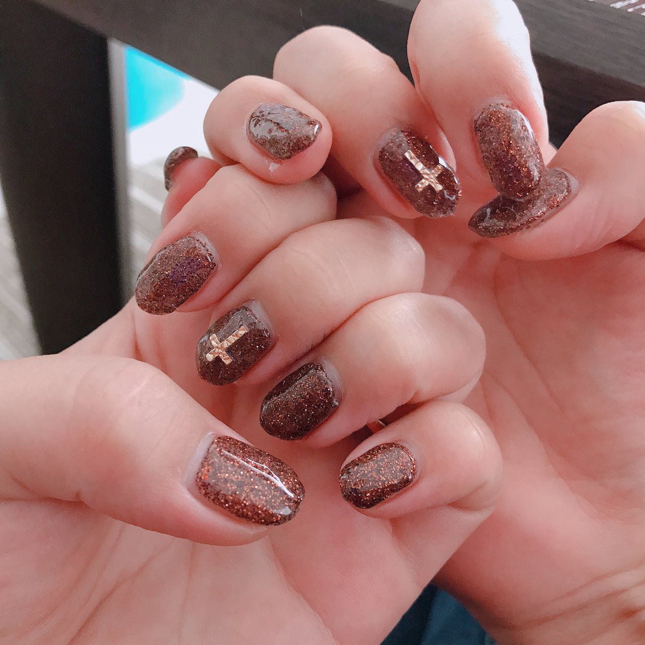 オールシーズン/ハンド/ラメ/ミディアム/ブラウン - aaaoi00003の