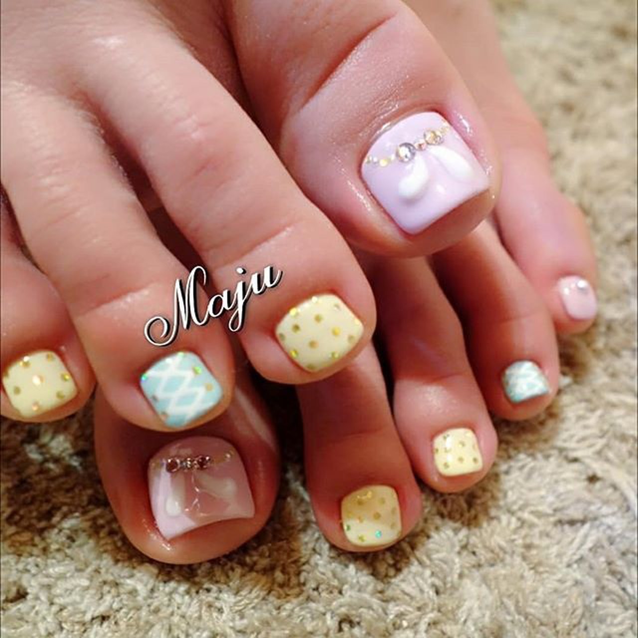 春 デート 女子会 フット ワンカラー Nail Majuのネイルデザイン No ネイルブック