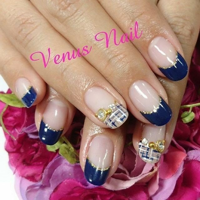 ハンド ツイード ネイビー ジェル Venusnail ヴィーナスネイル のネイルデザイン No ネイルブック