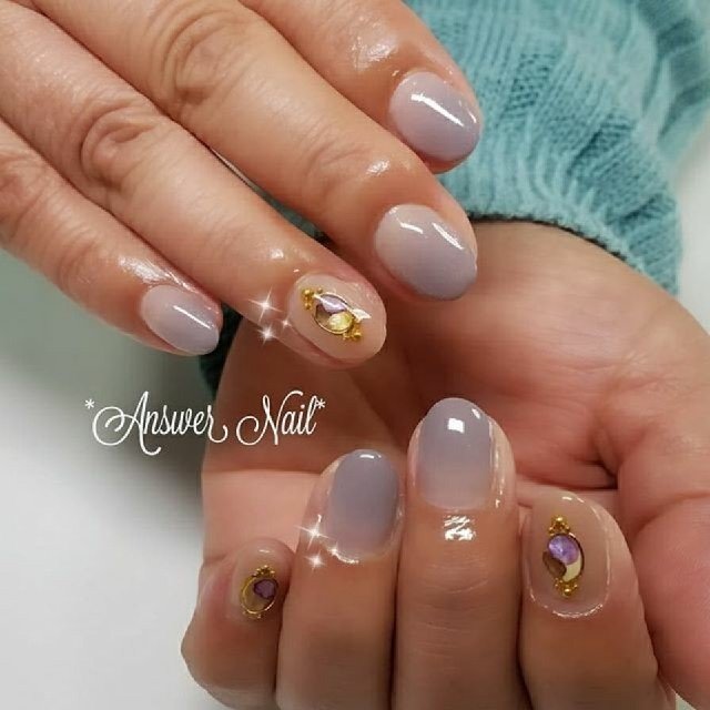 ハンド グラデーション ベージュ パープル ジェル Answer Nailのネイルデザイン No ネイルブック