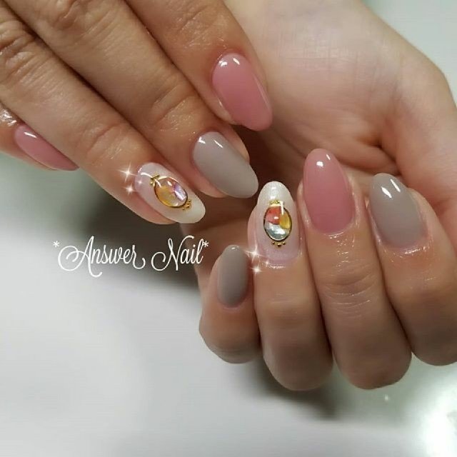 ハンド シンプル ホワイト ピンク グレー Answer Nailのネイルデザイン No 2994808 ネイルブック