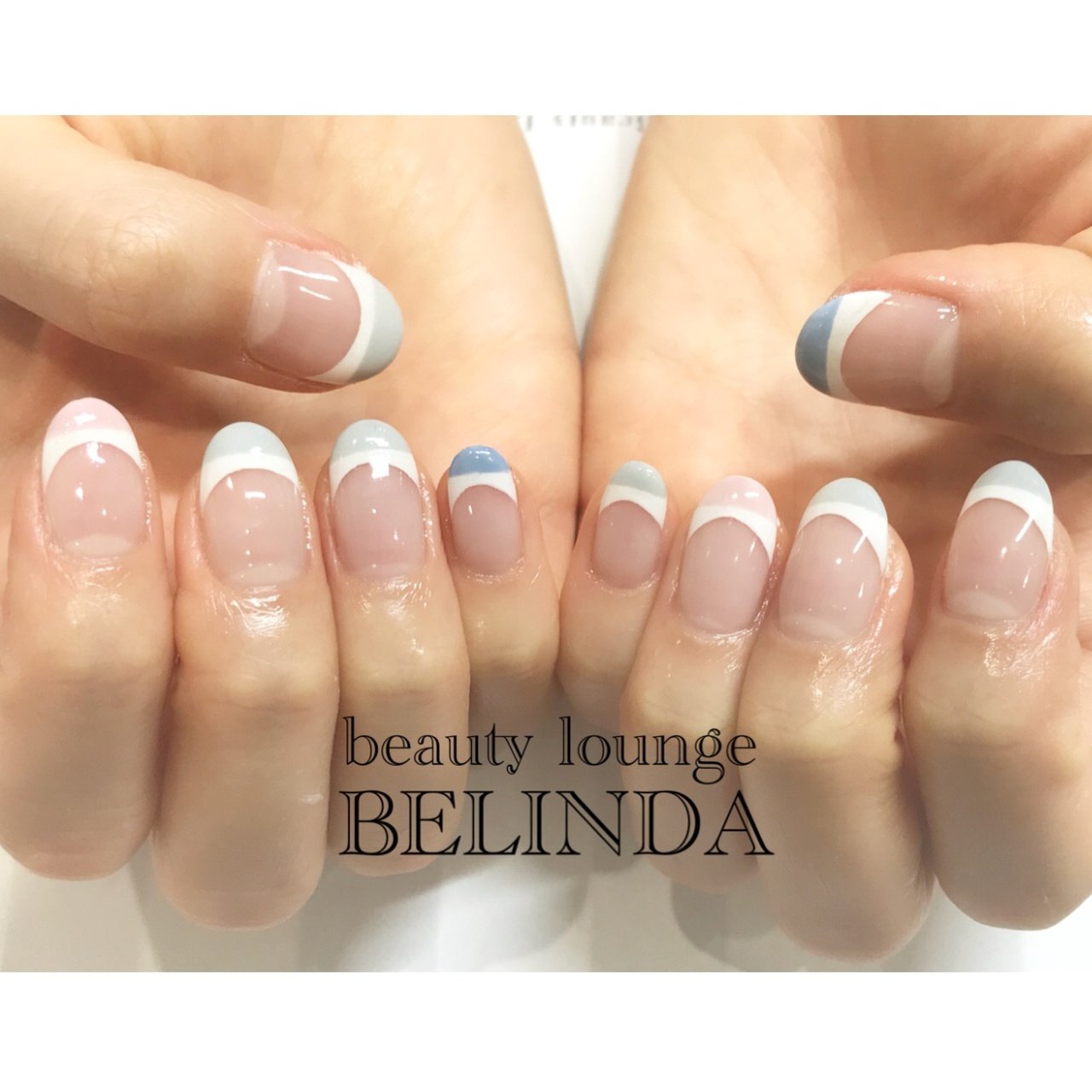 ハンド シンプル ホワイト ピンク 水色 Belinda Nail のネイルデザイン No ネイルブック