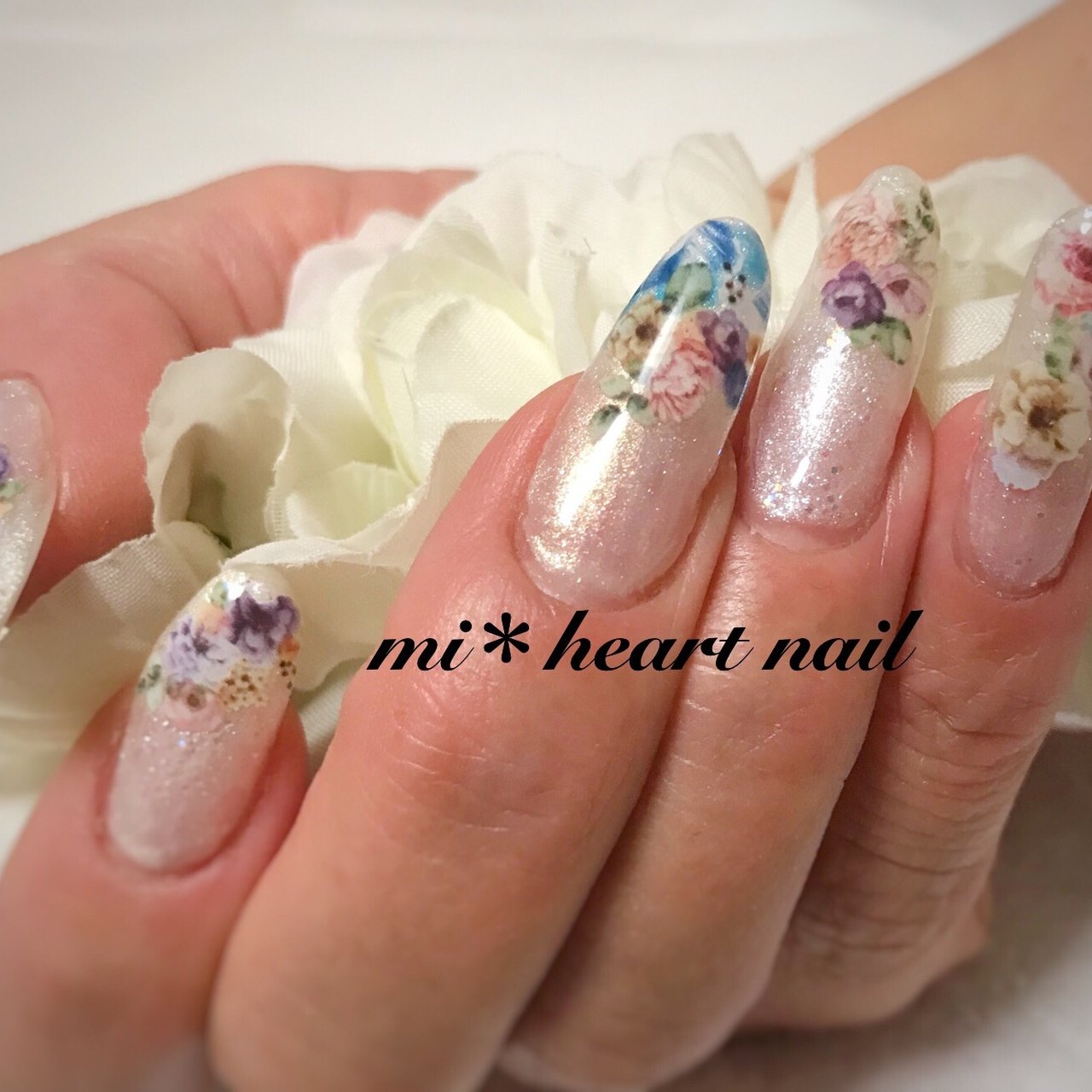 オールシーズン ハンド フラワー アンティーク ロング Mi Heart Nailのネイルデザイン No ネイルブック