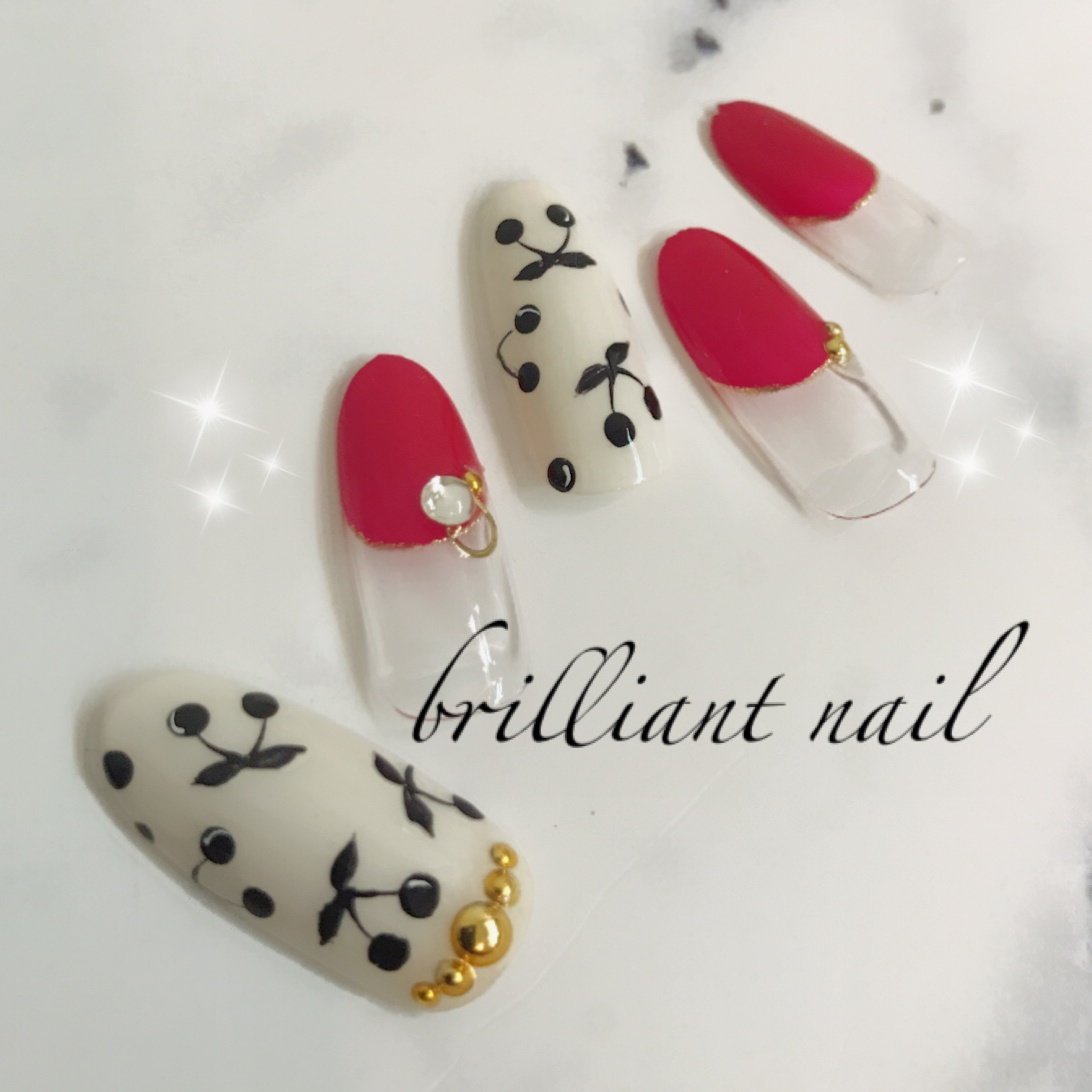 春 デート 女子会 ハンド 変形フレンチ Brilliantnailのネイルデザイン No ネイルブック