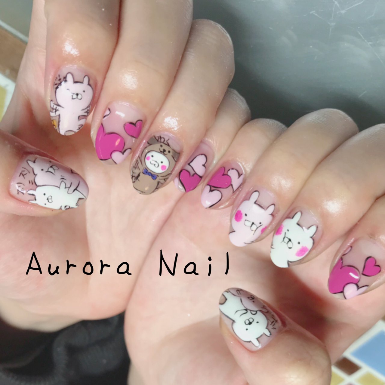 ハンド 痛ネイル キャラクター ジェルネイル お客様 こっそりビューティーネイルサロンauroraのネイルデザイン No ネイル ブック
