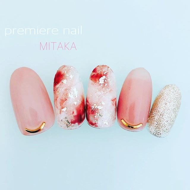 春 女子会 ハンド ワンカラー マーブル プレミアネイル 三鷹 Premiere Nail のネイルデザイン No ネイルブック