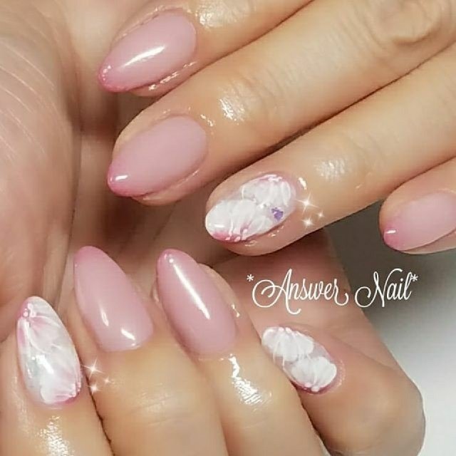 春 ハンド フラワー ピンク ジェル Answer Nailのネイルデザイン No 3014747 ネイルブック