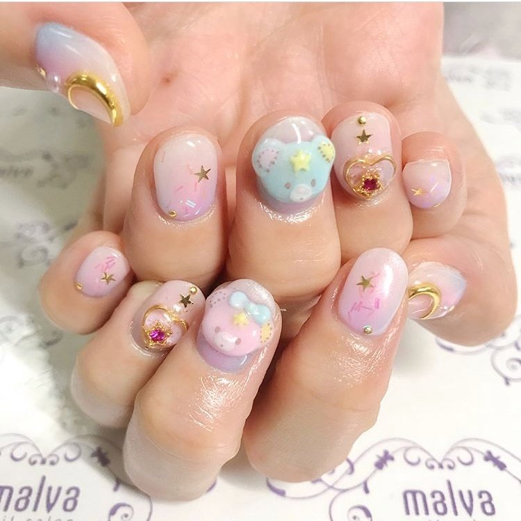 オールシーズン ハンド キャラクター 3d ショート Nailsalon Malva 原宿店のネイルデザイン No ネイルブック