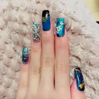 ブルー シルバー マニキュアのネイルデザイン ネイルブック