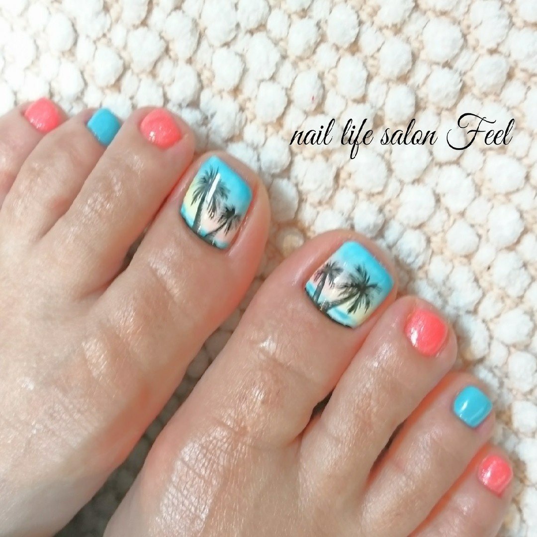 夏 旅行 海 フット グラデーション Nailsalon Feelのネイルデザイン No 308 ネイルブック