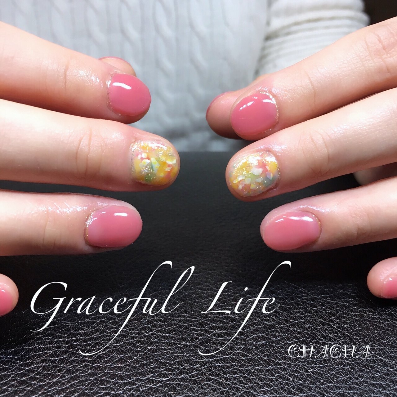 オールシーズン ハンド ワンカラー シェル タイダイ Chacha Nailのネイルデザイン No ネイルブック