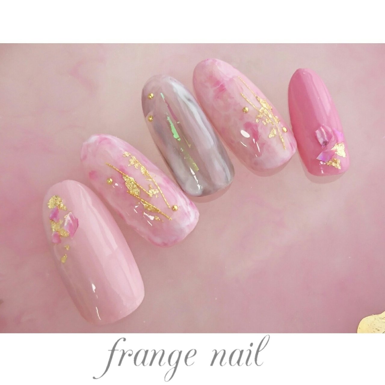 ハンド シェル ピンク ジェル ネイルチップ Frange Nailのネイルデザイン No ネイルブック