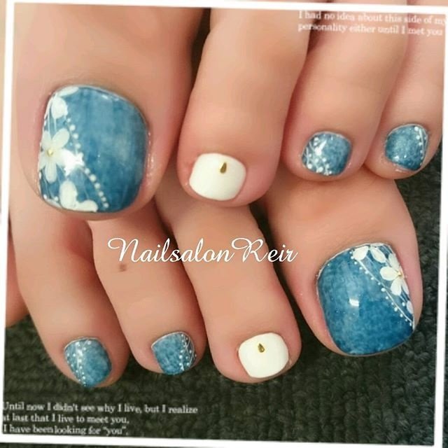 オールシーズン フット フラワー デニム ショート Rioのネイルデザイン No ネイルブック