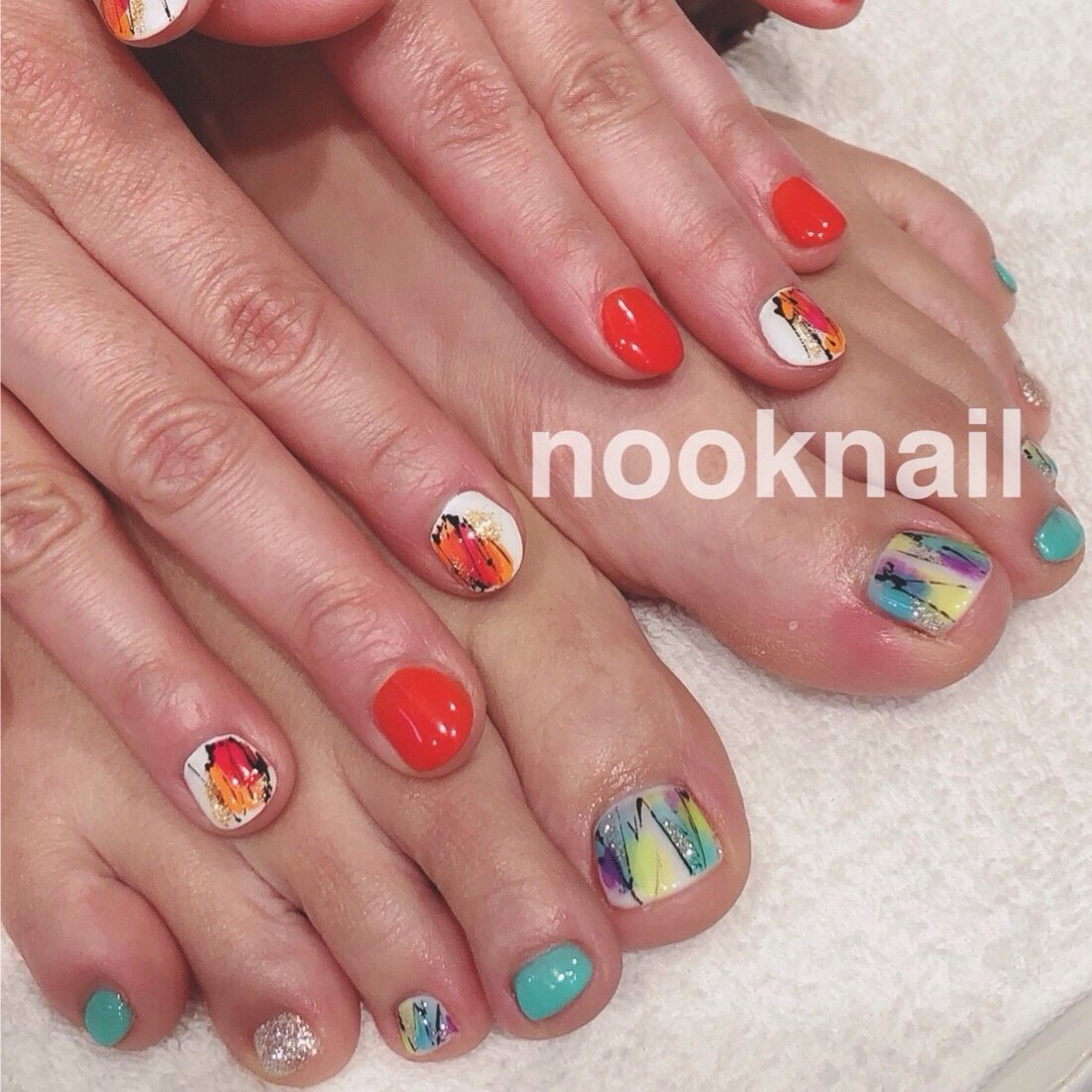 夏 海 浴衣 フット ワンカラー Nooknailのネイルデザイン No ネイルブック