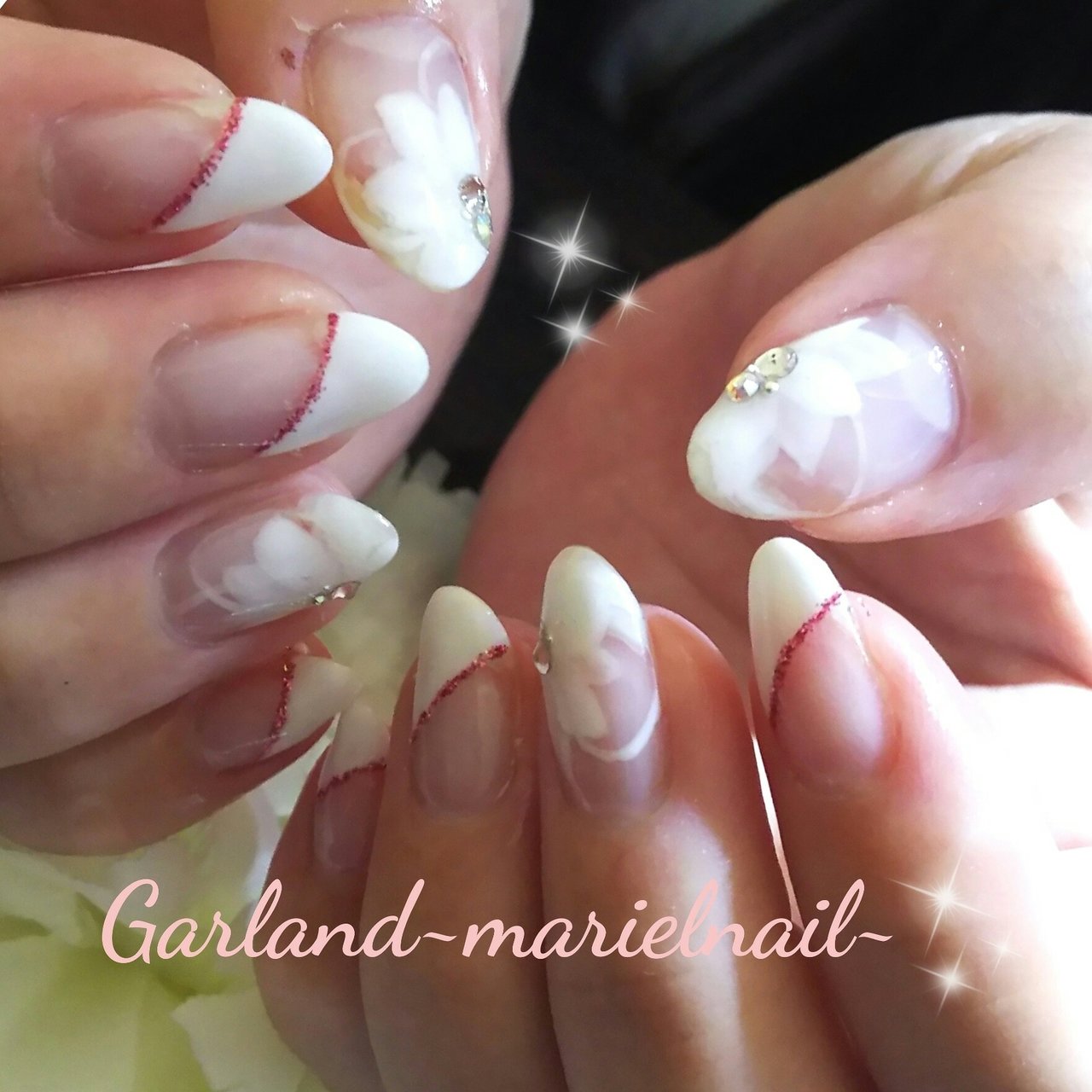 春 オールシーズン 入学式 ブライダル フレンチ Garland Marielnailのネイルデザイン No ネイルブック