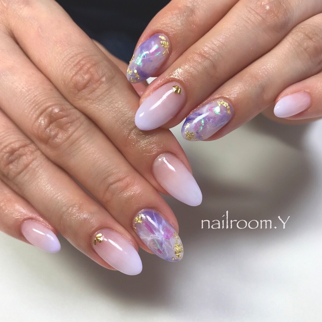 春 夏 ハンド グラデーション 大理石 Nailroom Yのネイルデザイン No ネイルブック