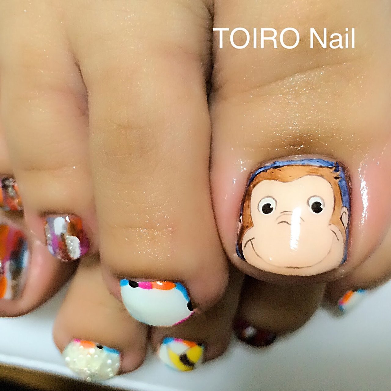 夏 フット キャラクター カラフル ジェル Toiro Nailのネイルデザイン No ネイルブック