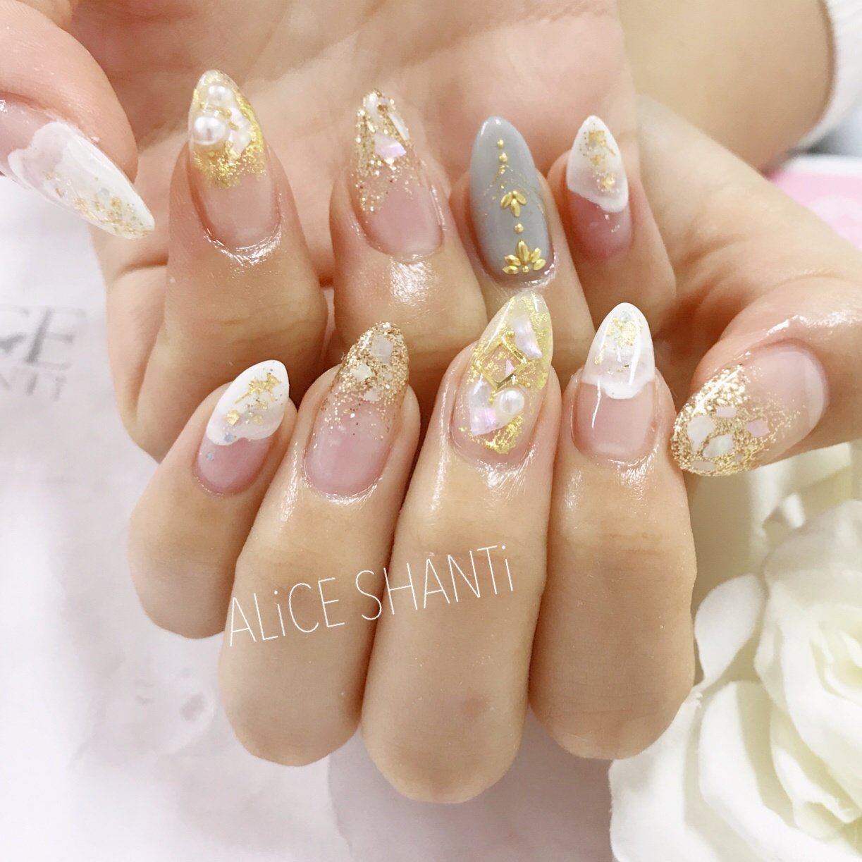 春 夏 パーティー ハンド シェル Saya Nailのネイルデザイン No ネイルブック