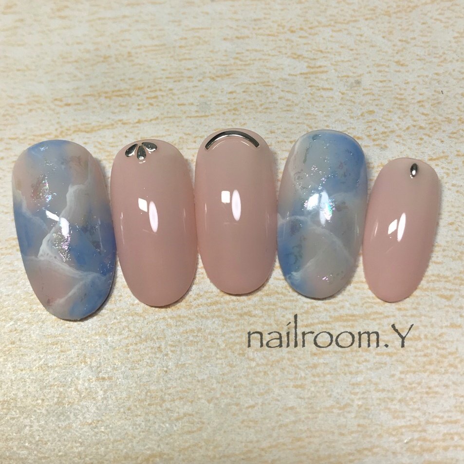 春 夏 ハンド 大理石 ピンク Nailroom Yのネイルデザイン No ネイルブック