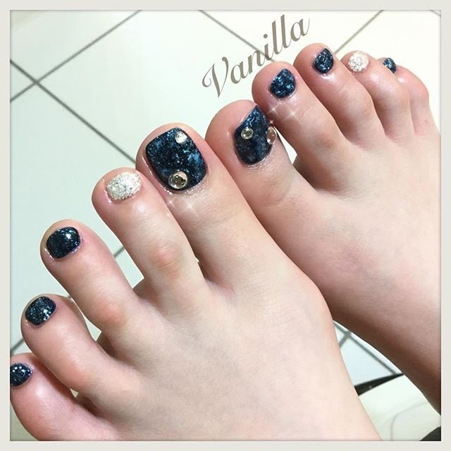 フット ネイビー Nailsalon Vanilla Shigaのネイルデザイン No ネイルブック