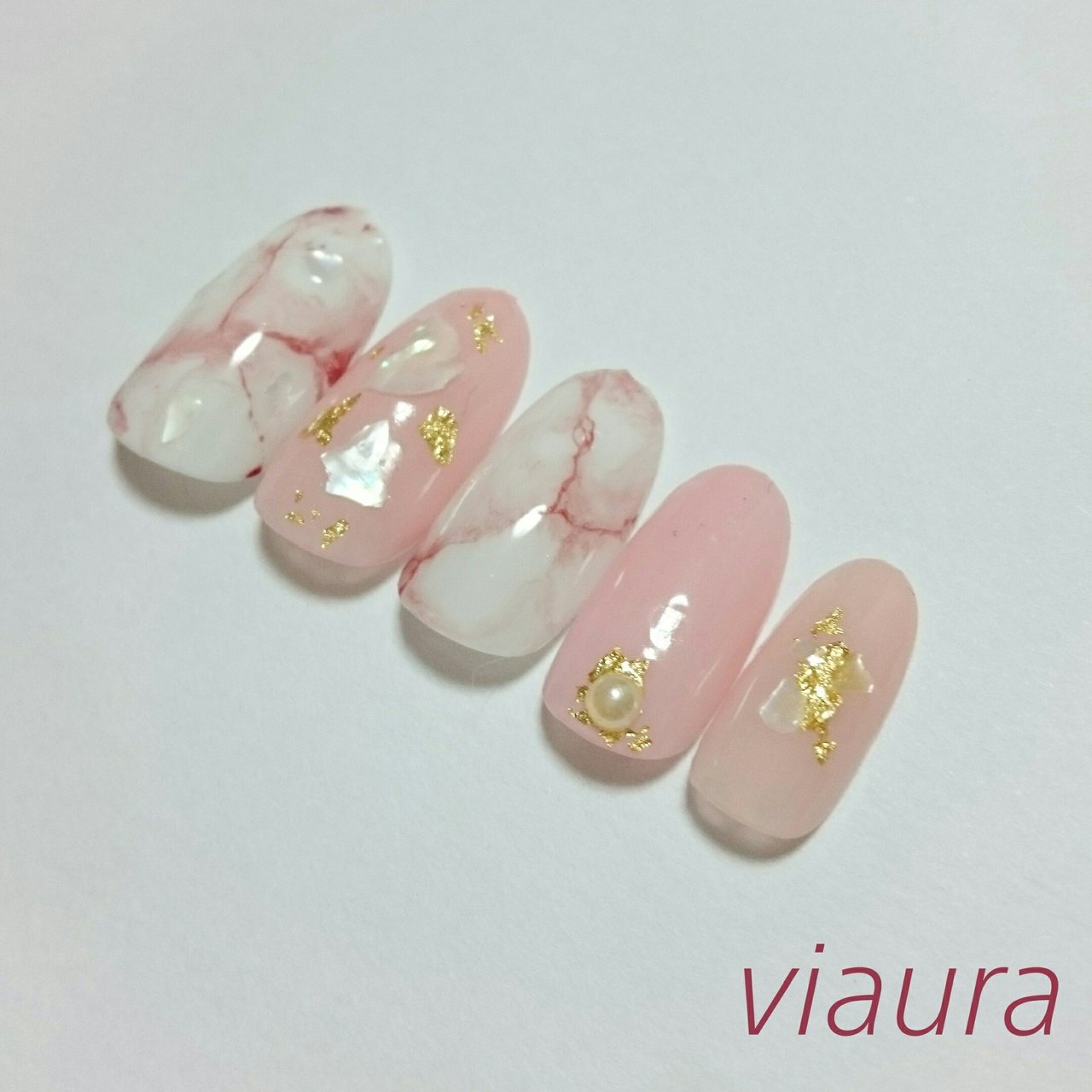 春 オフィス パーティー シェル 大理石 Hair Body Viauraのネイルデザイン No ネイルブック