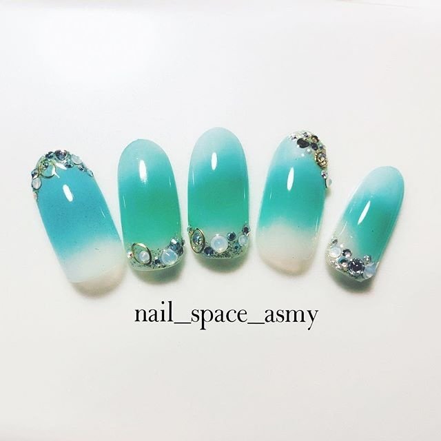 夏 梅雨 ハンド グラデーション ミディアム Nail Space Asmyのネイルデザイン No ネイルブック