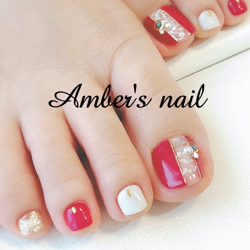 春 夏 デート 女子会 フット Amber S Nail アンバーズネイルのネイルデザイン No ネイルブック