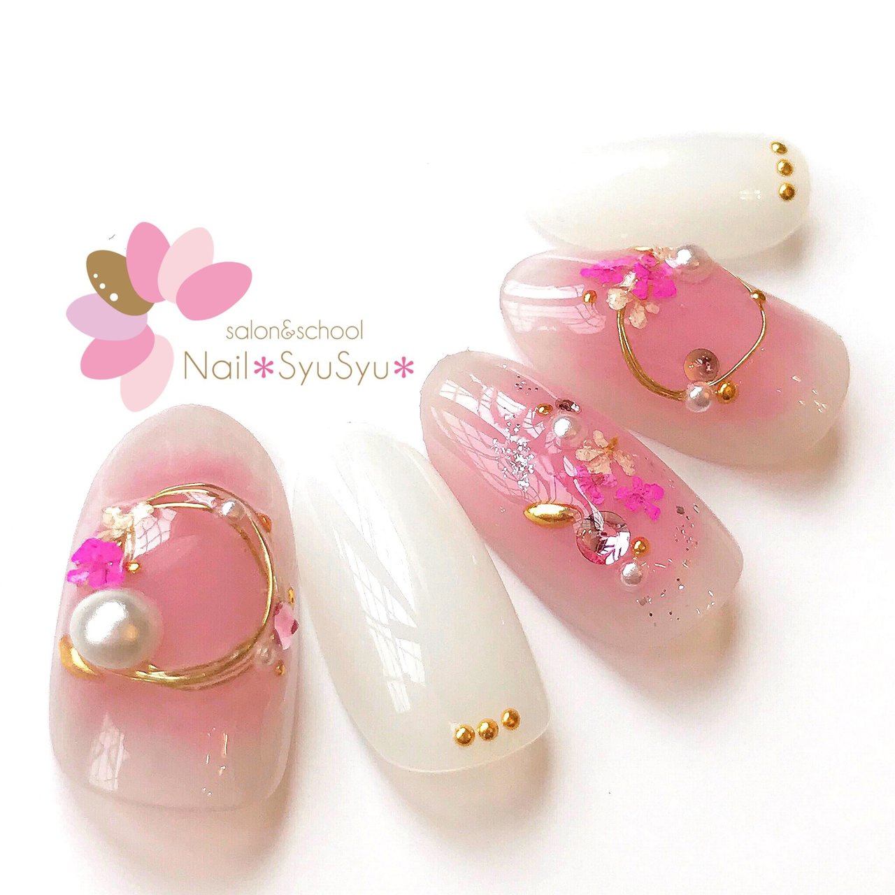 春 ハンド グラデーション フラワー チーク Nail Syusyu ネイルシュシュのネイルデザイン No 3050051 ネイルブック