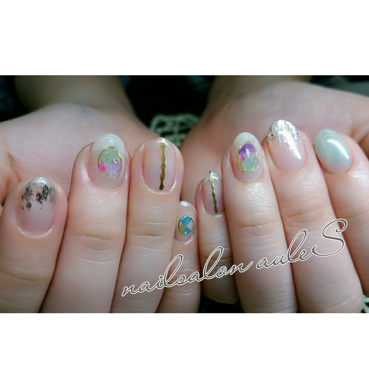 ハンド 大理石 ホイル クリア ゴールド Satoのネイルデザイン No ネイルブック