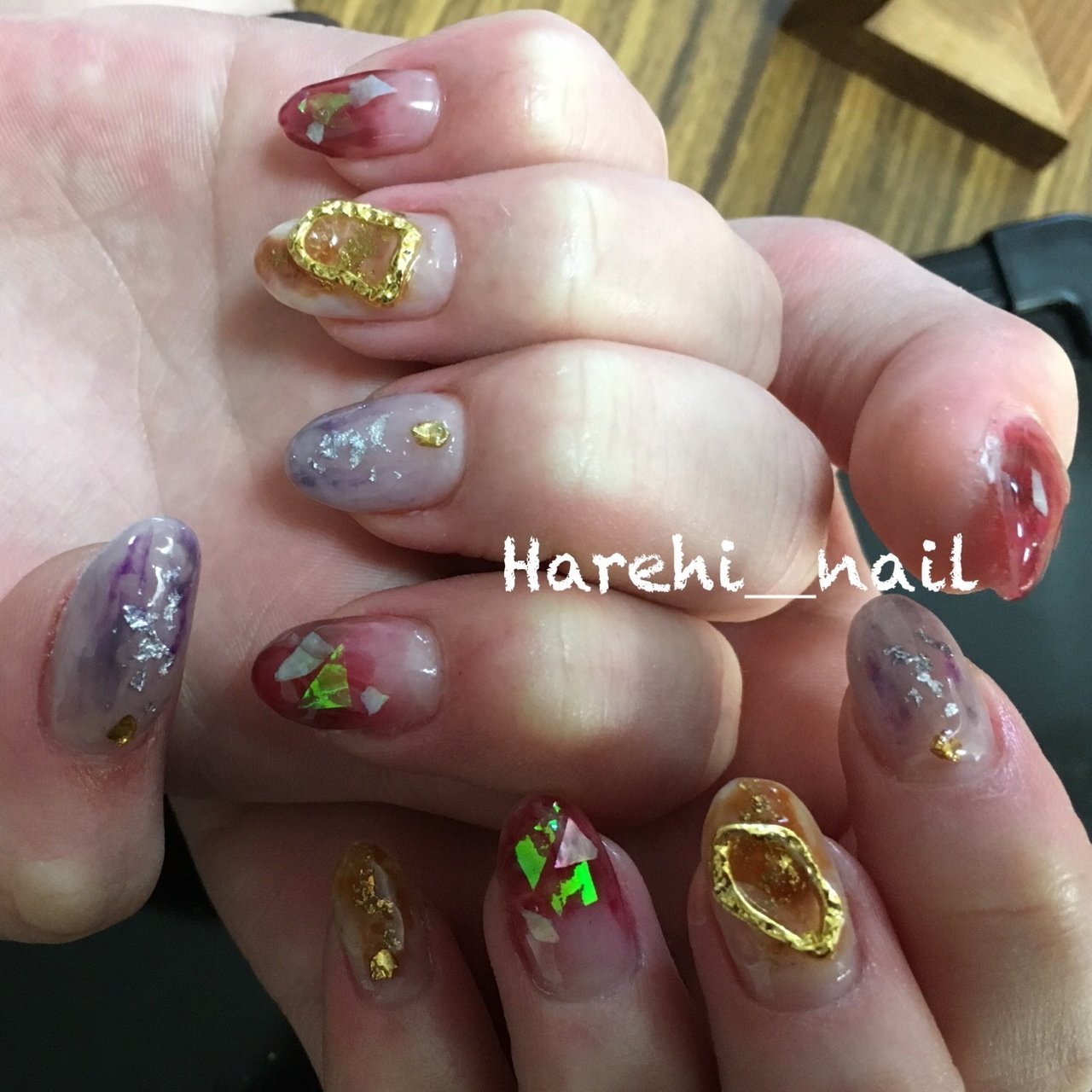 春 夏 オールシーズン ミディアム ボルドー Harehi Nailのネイルデザイン No ネイルブック