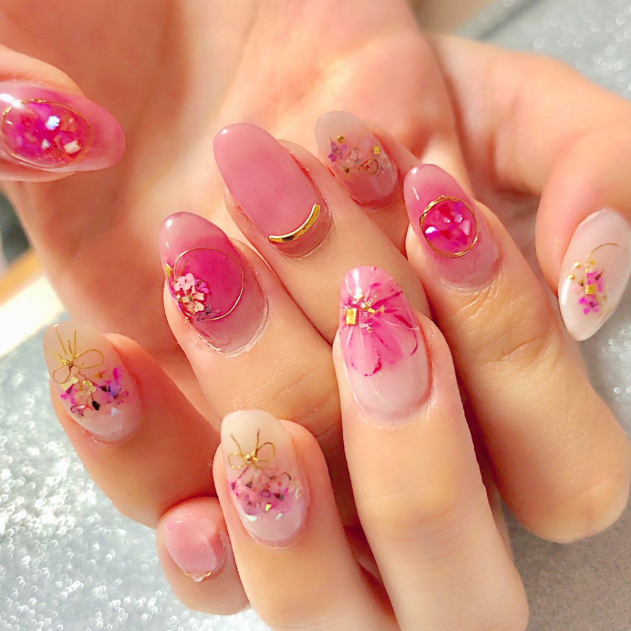 春 デート 女子会 ハンド フラワー Moonのネイルデザイン No ネイルブック