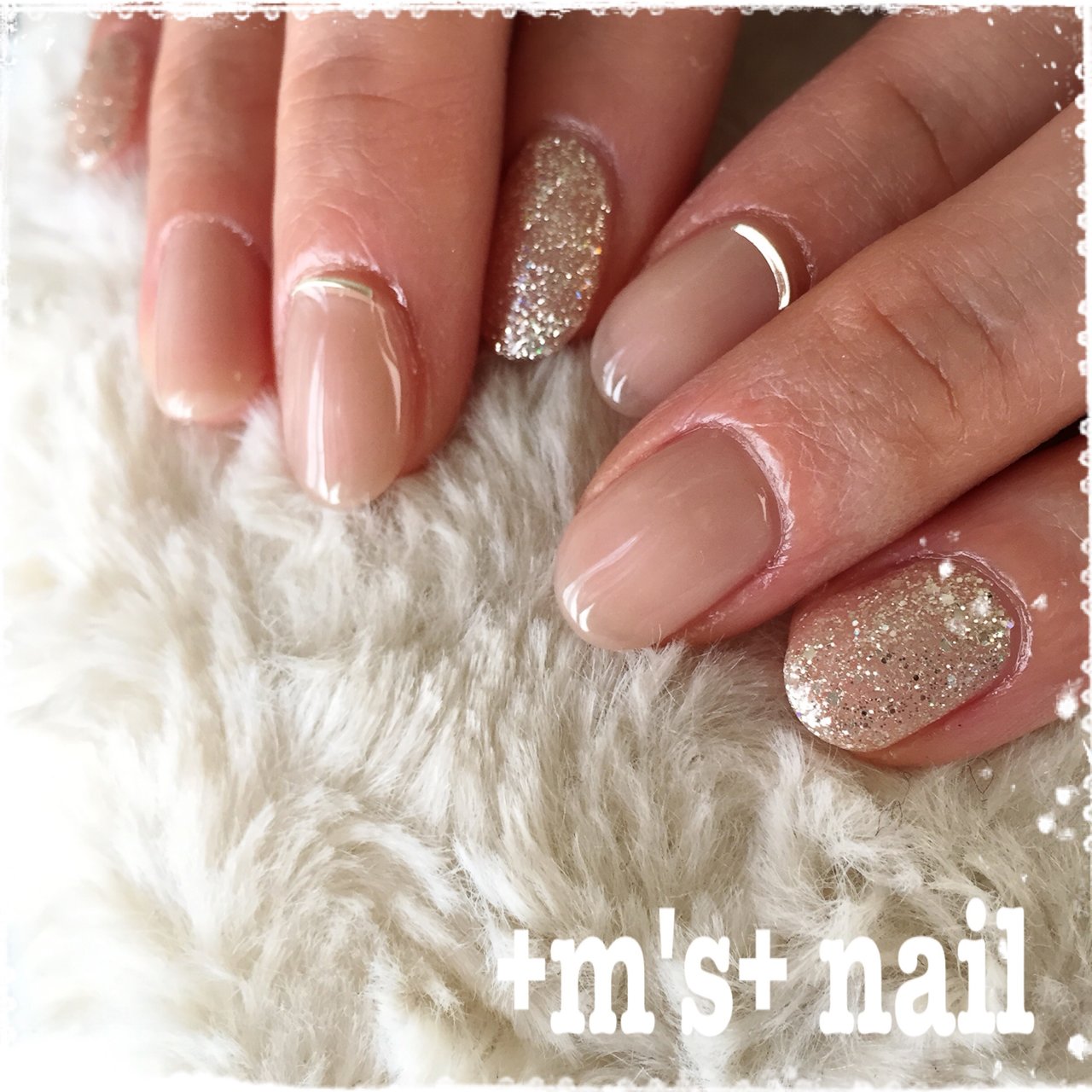 ハンド シンプル シースルー ベージュ シルバー M S Nailのネイルデザイン No ネイルブック