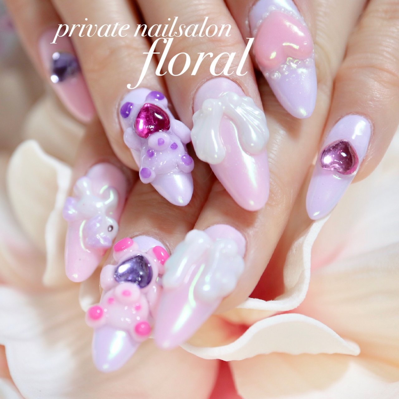 春 オールシーズン パーティー デート ハンド Private Nailsalon Floral M のネイル デザイン No ネイルブック