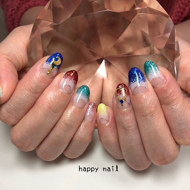 フレンチ グラデーション 痛ネイル ピンク ブルー Happy Nailのネイルデザイン No ネイルブック