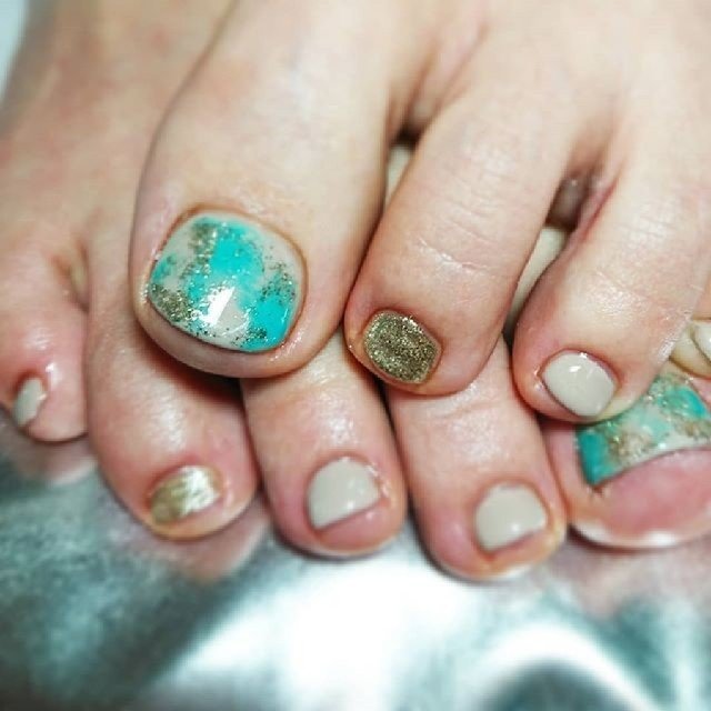 夏 海 リゾート 浴衣 ラメ Miccheeのネイルデザイン No ネイルブック