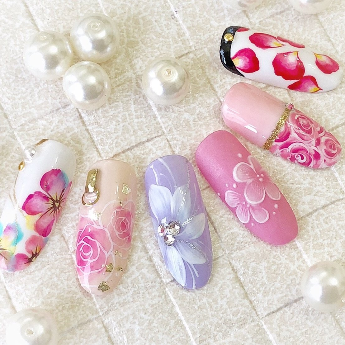 春 ハンド フラワー ジェル ネイルチップ Nailsalonradieのネイルデザイン No ネイルブック