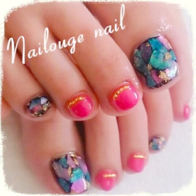 春 夏 デート フット シェル Nailsalon Nailougeのネイルデザイン No ネイルブック