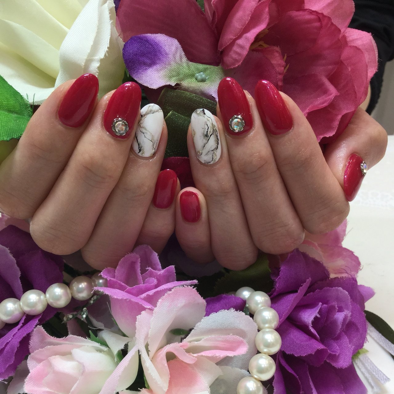 ハンド シンプル 大理石 ニュアンス Nailsalon Minervaのネイル