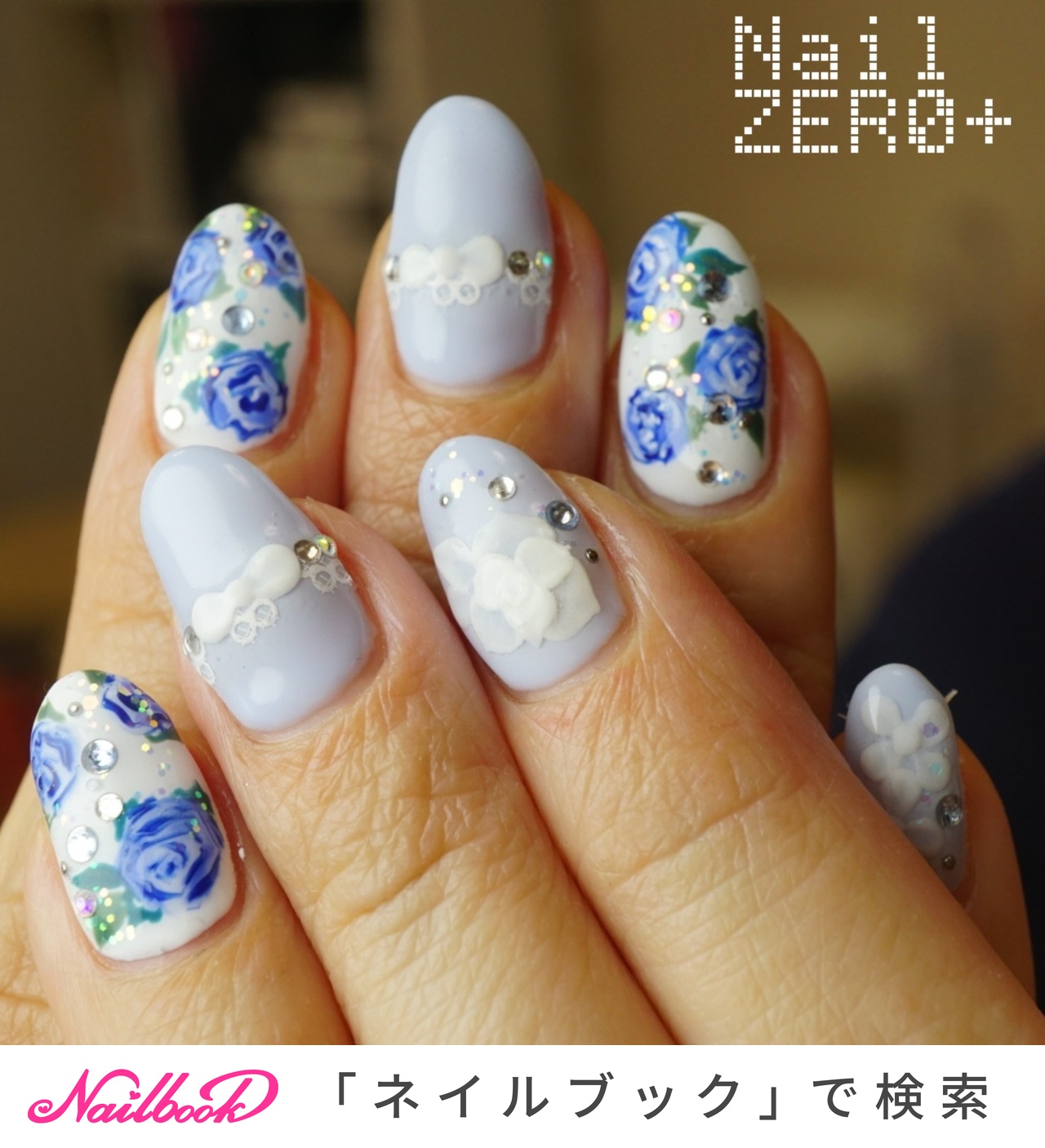 人気順 水色 ブルー 薔薇のネイルデザイン ネイルブック
