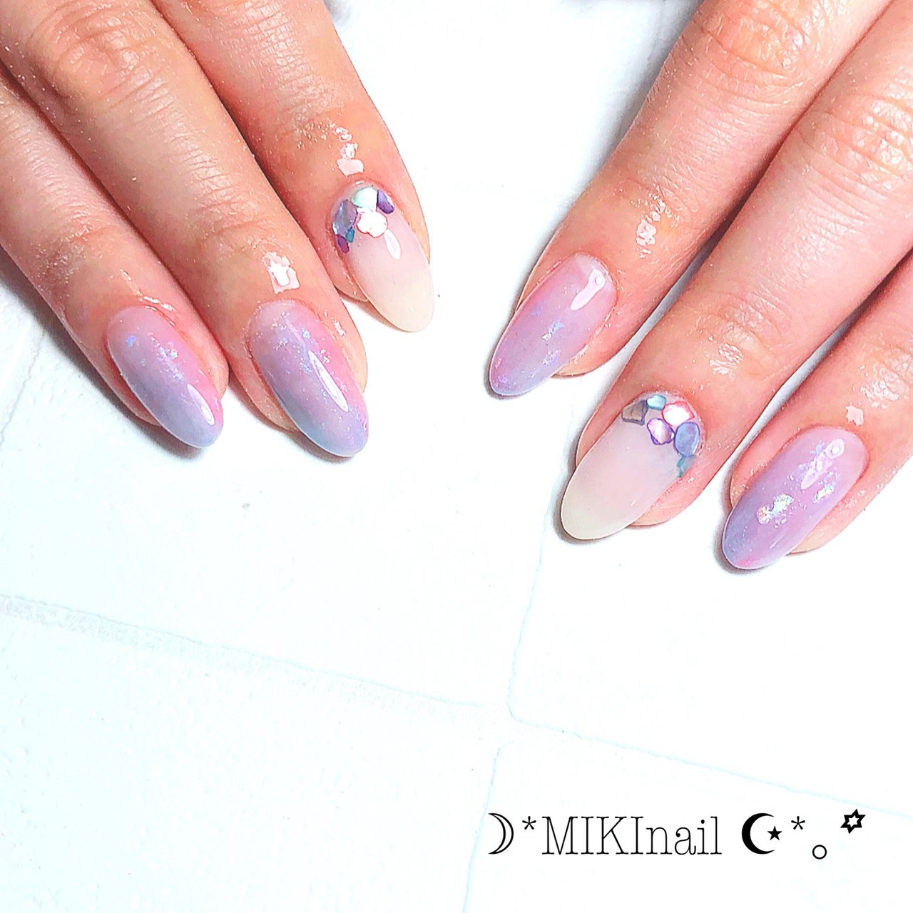 夏 梅雨 ハンド グラデーション シェル Miki Nailのネイルデザイン No 303 ネイルブック