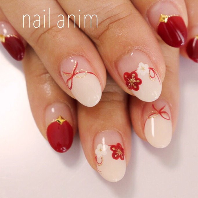 冬 お正月 成人式 ハンド レトロ Nail Animのネイルデザイン No ネイルブック