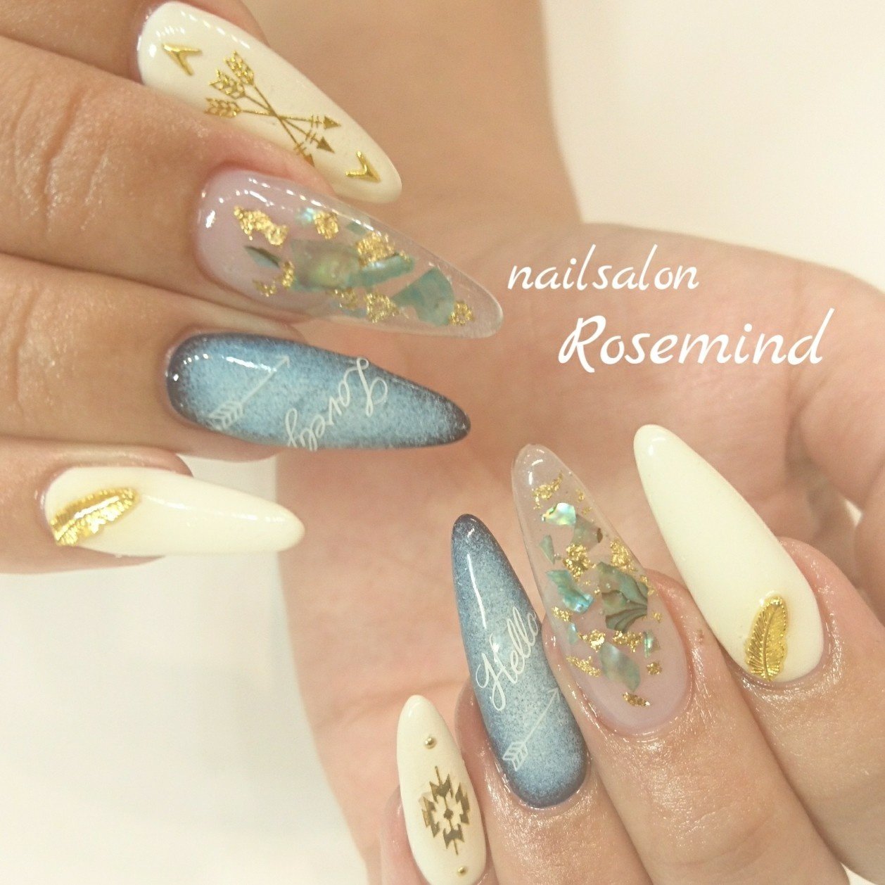 春 夏 ハンド シェル フェザー Nail Rosemindのネイルデザイン No ネイルブック