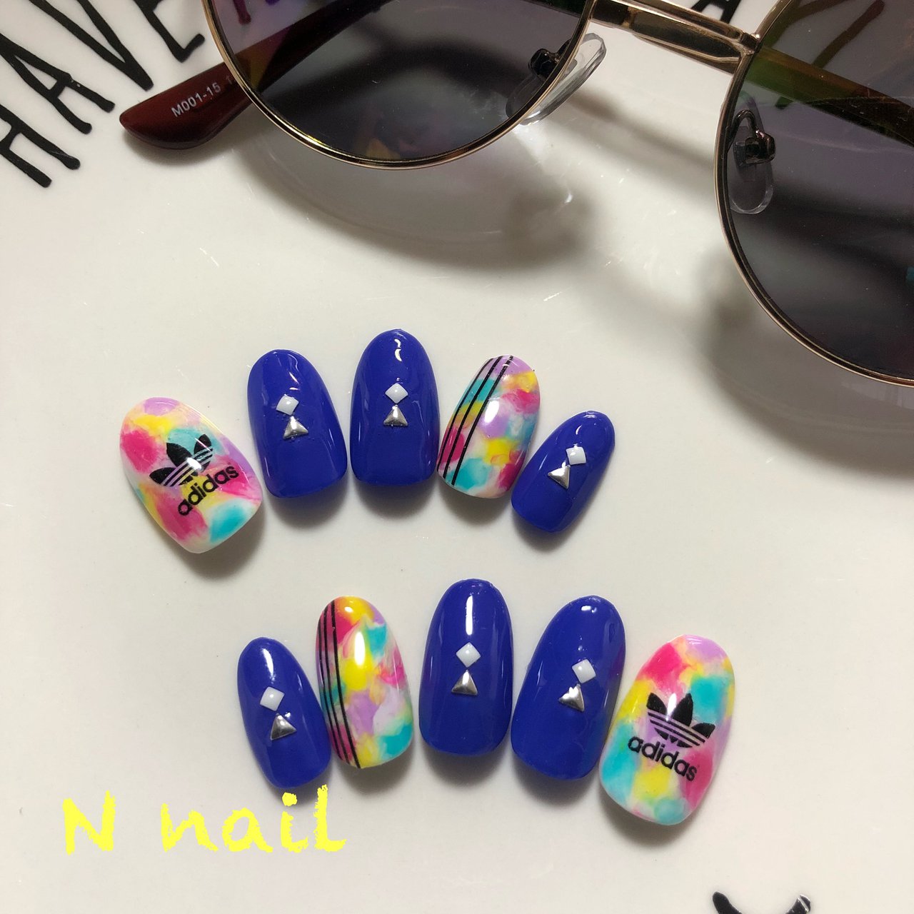 オールシーズン タイダイ ブランド柄 ブルー カラフル N Nailのネイルデザイン No ネイルブック