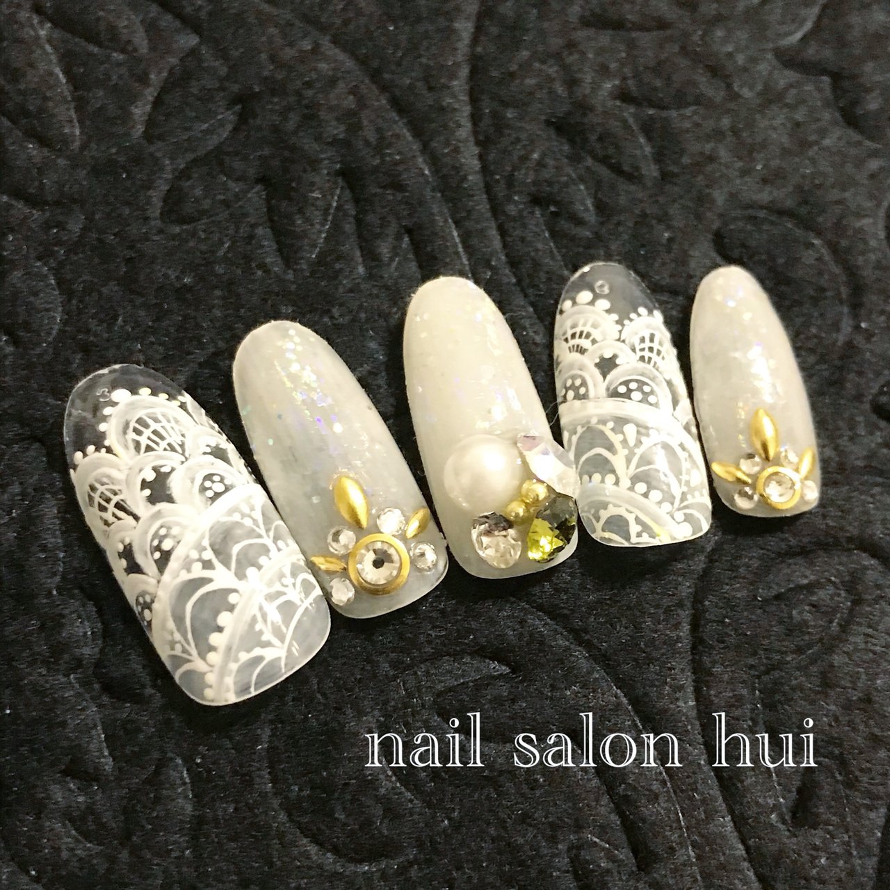 オールシーズン ハンド レース ジェル ネイルチップ Nailsalon Huiのネイルデザイン No ネイルブック