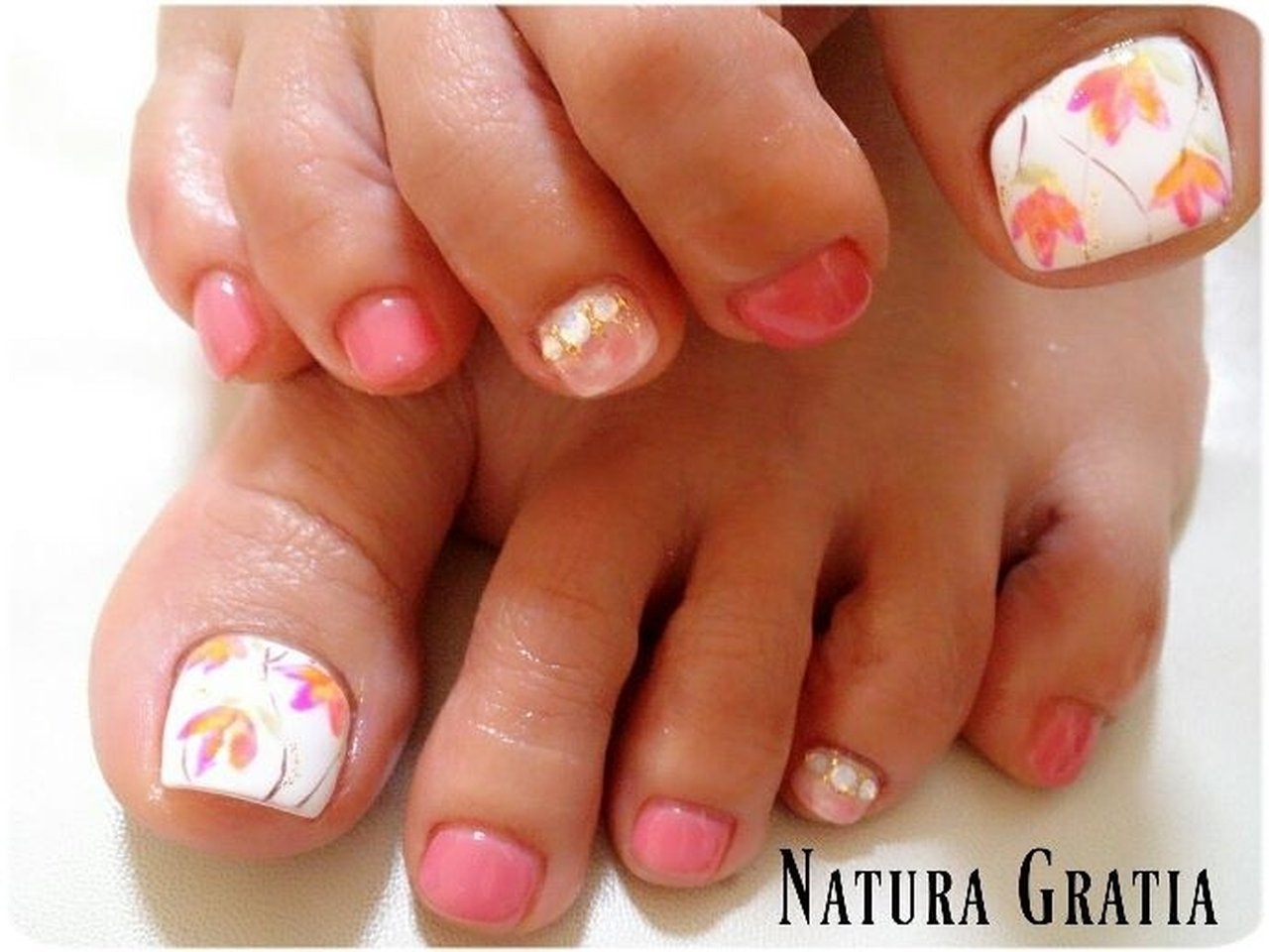 春 フット フラワー マーブル ミディアム Naturagratiaのネイルデザイン No ネイルブック