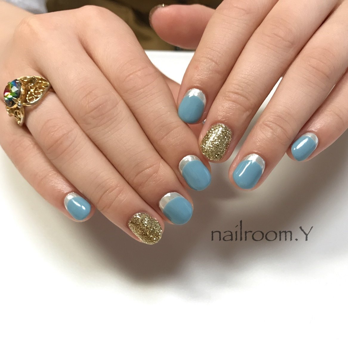 オールシーズン 女子会 ハンド フレンチ ラメ Nailroom Yのネイルデザイン No ネイルブック