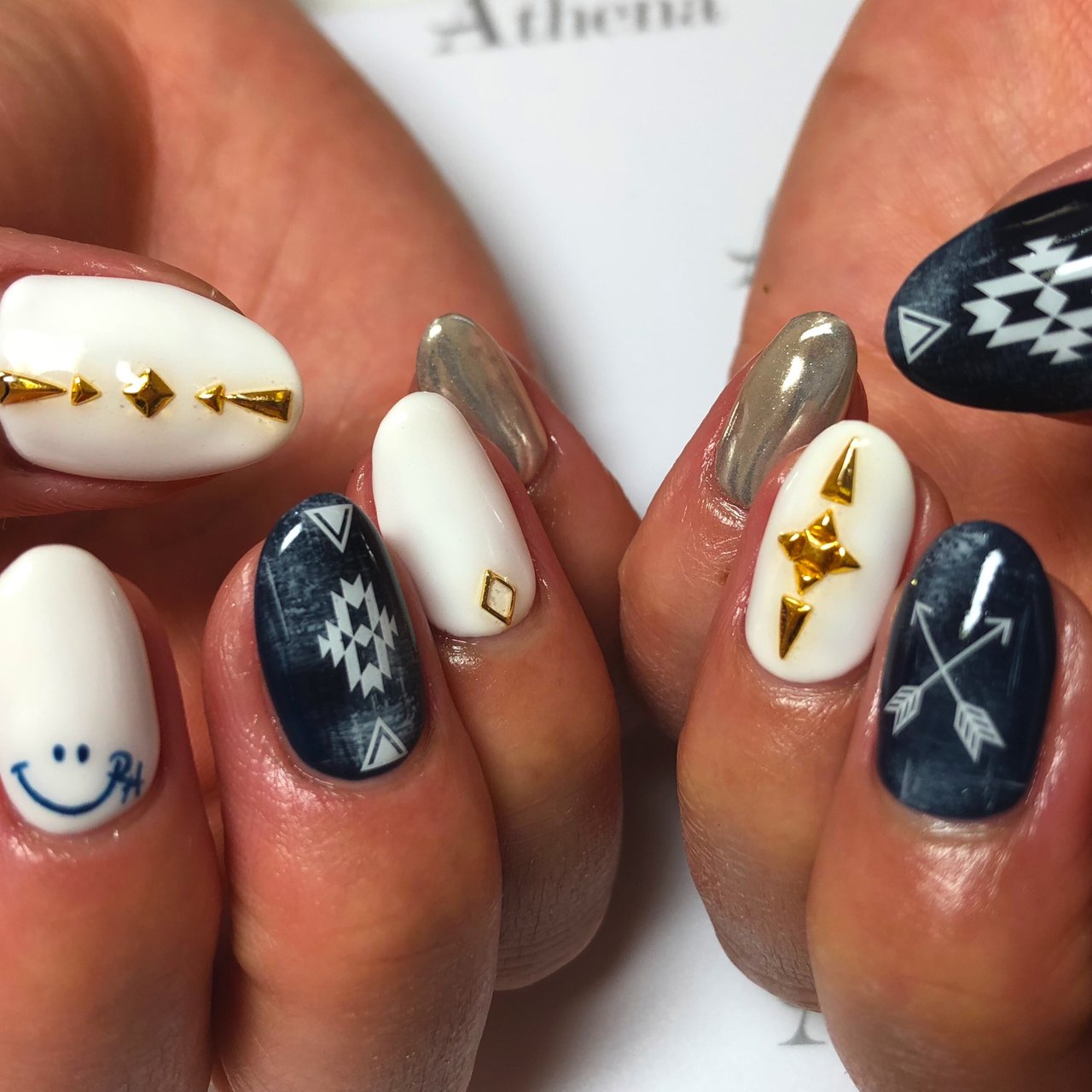 春 夏 オールシーズン ハンド デニム Nailsalon Athenaのネイルデザイン No ネイルブック