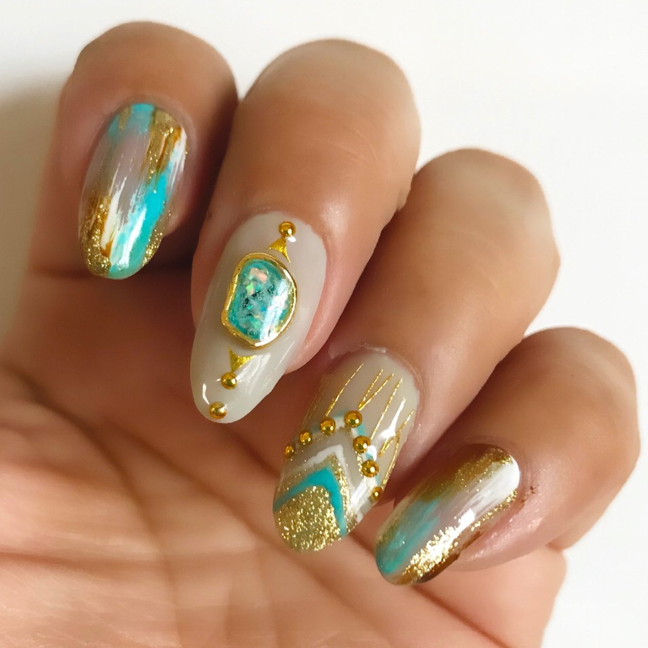 夏 オールシーズン リゾート エスニック 大理石 Nail Hana001のネイルデザイン No ネイルブック
