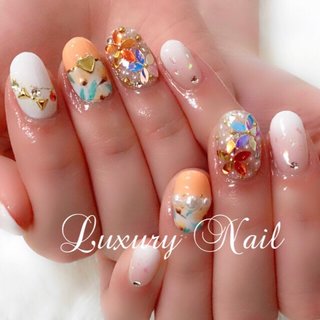 人気順 浴衣 オレンジ リーフホロのネイルデザイン ネイルブック